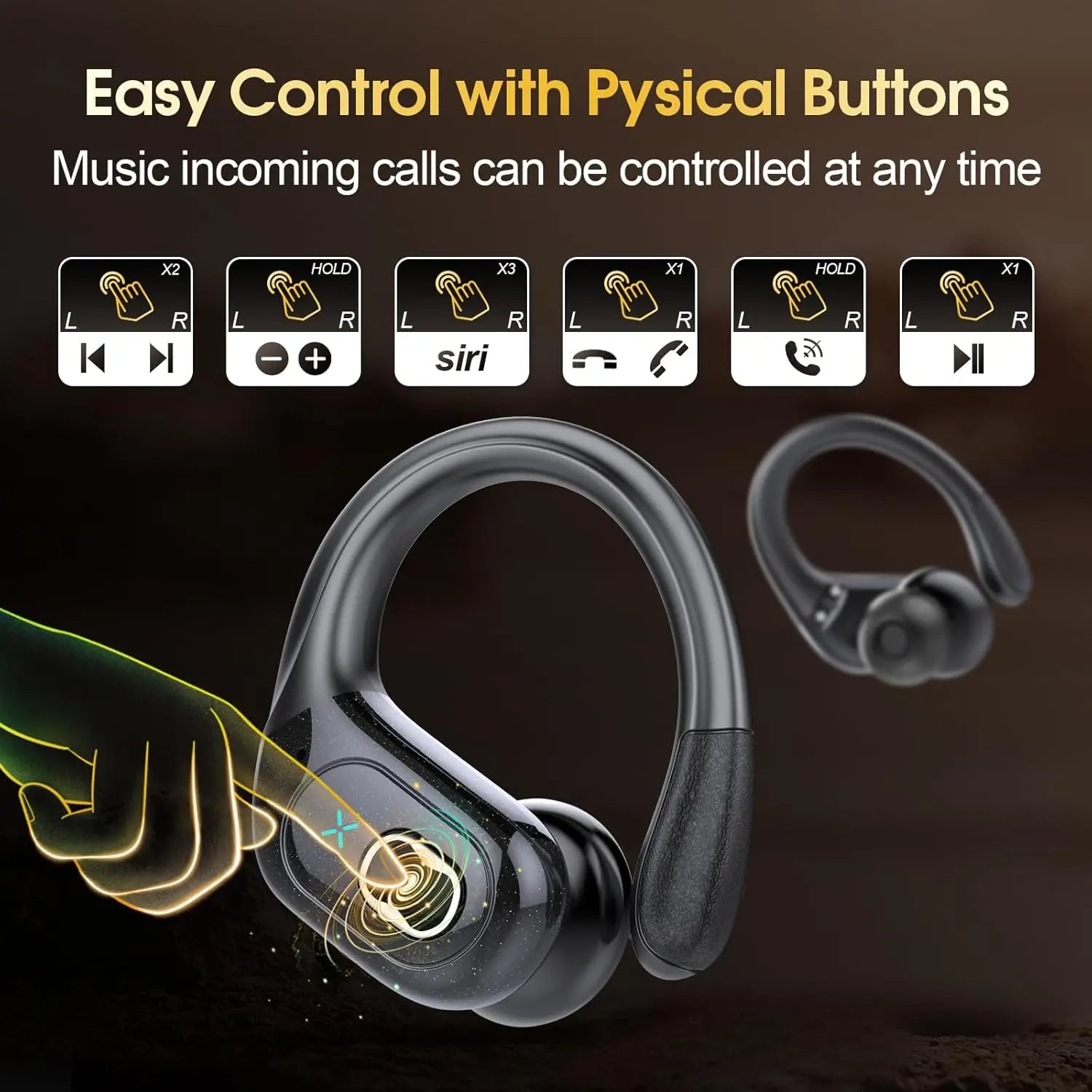 NNEOBA Bluetooth 5.4 Wireless Earbuds with Ear Hooks-3