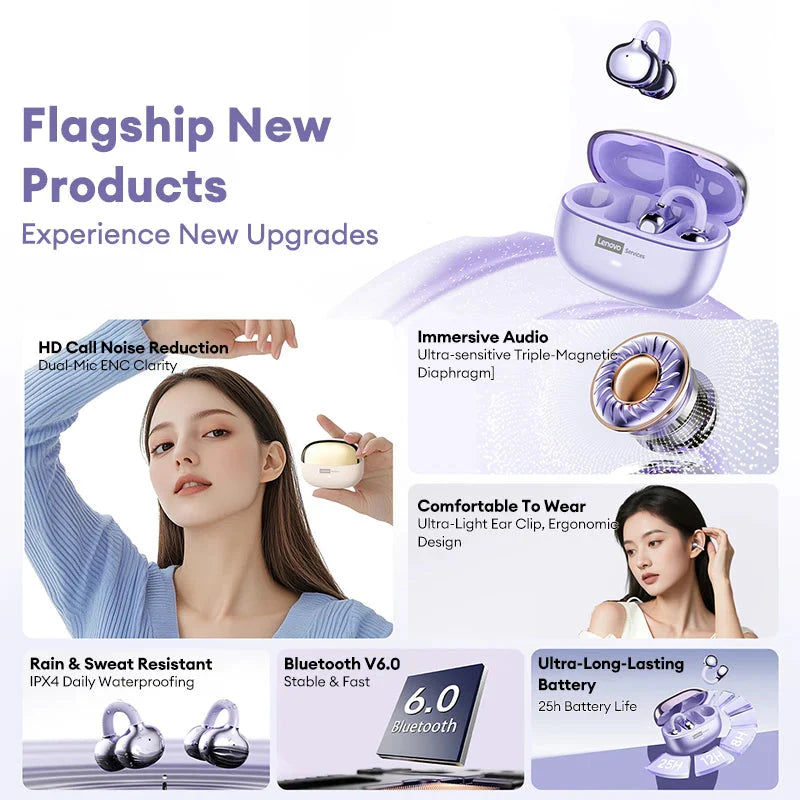 NNEOBA Wireless Bluetooth 6.0 Ear Clip Headphones-4