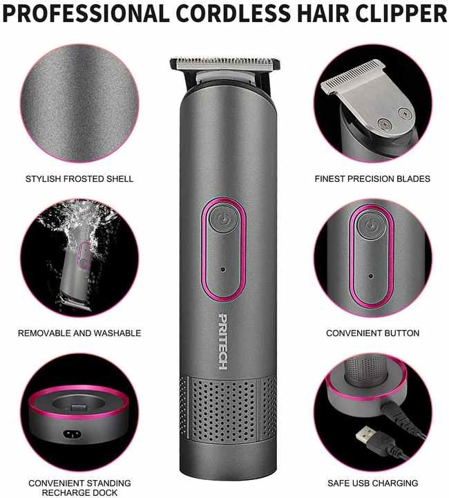 NNEDSZ PRITECH PR-2888 Professional Hair Clipper Kit - USB Rechargeable, 600mAh Battery, IPX6 Waterproof Grooming Set-1