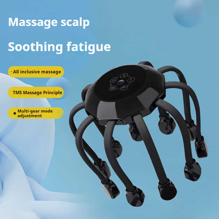 NNEDSZ Black Standard B model [5 modes + vibration + timing]  Multifunctional Electric Head Massager with 14 Nodes- Scalp Stress Relief-1